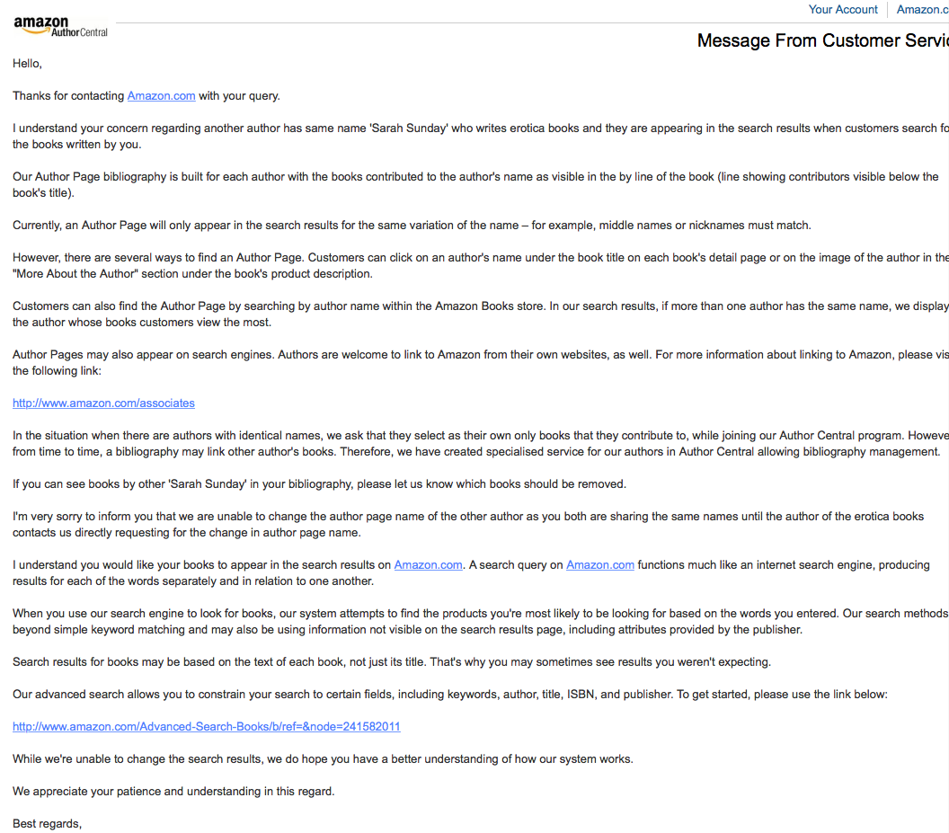 Amazon's response Amazon's response